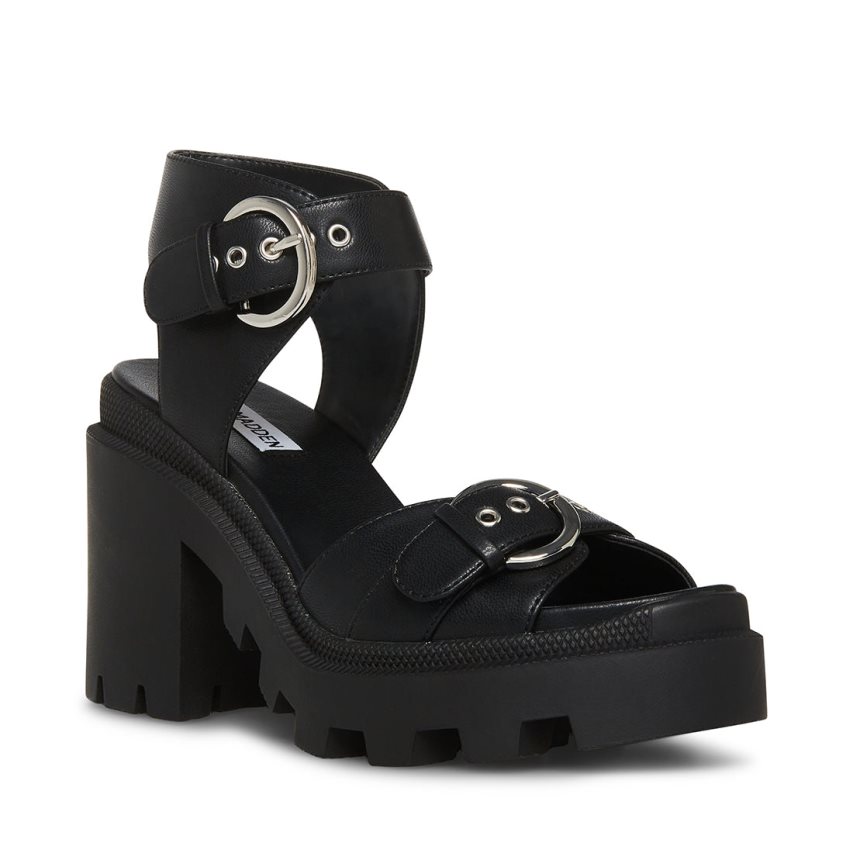 Black Steve Madden Costal Women's Heels Sandals | PH 9417FLA